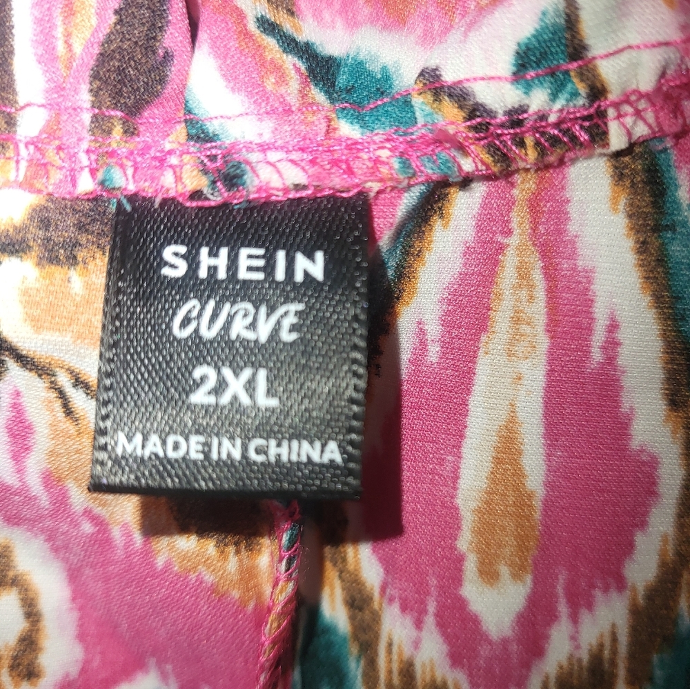 SHEIN Pink and Orange Midi Dress 2x - Picture 2 of 2